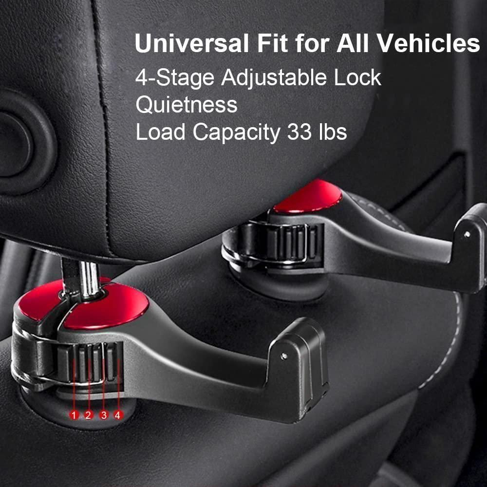 Circuit Pulse 2 Pack Car Headrest Hooks with Phone Holder – Red