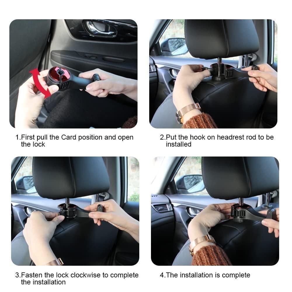 Circuit Pulse 2 Pack Car Headrest Hooks with Phone Holder – Red