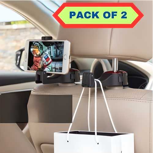 Circuit Pulse 2 Pack Car Headrest Hooks with Phone Holder – Red