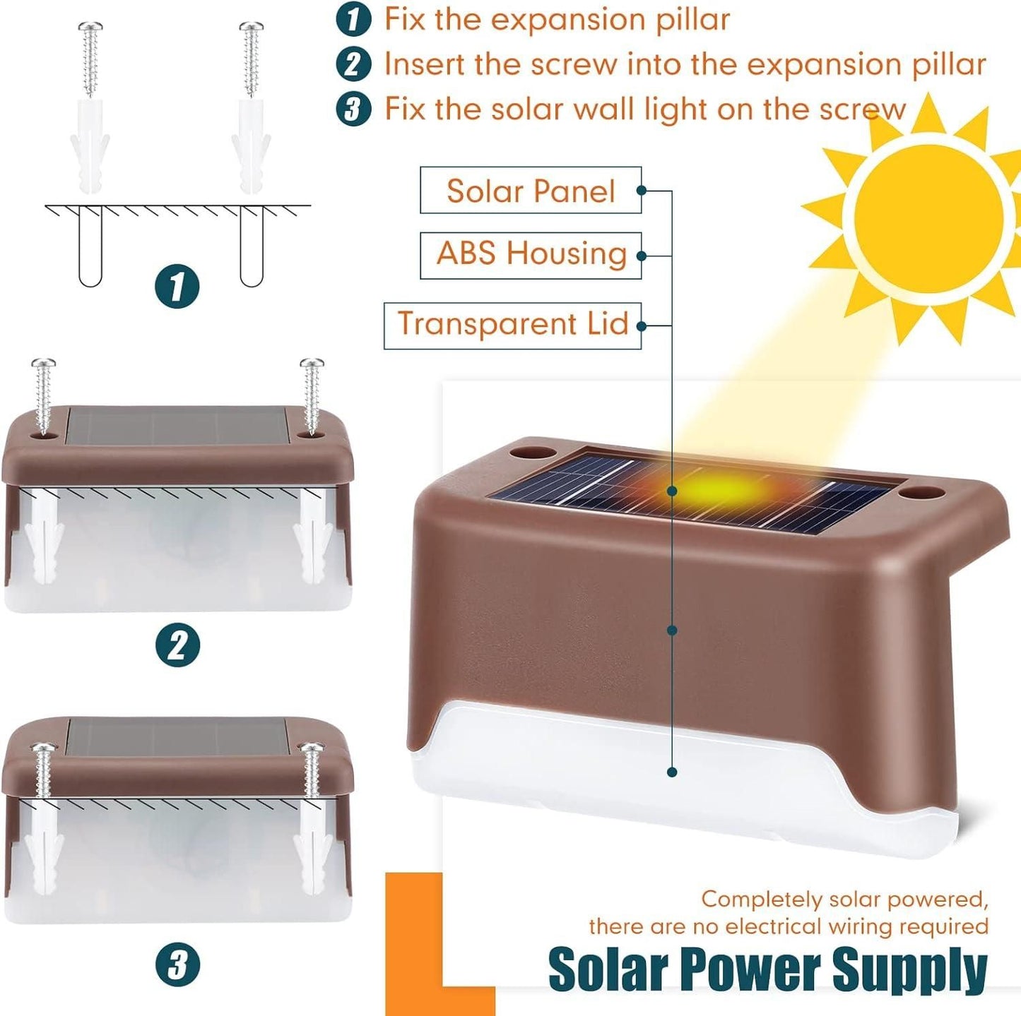 Circuit Pulse Solar Outdoor Stair & Deck Lights – Warm White, Waterproof