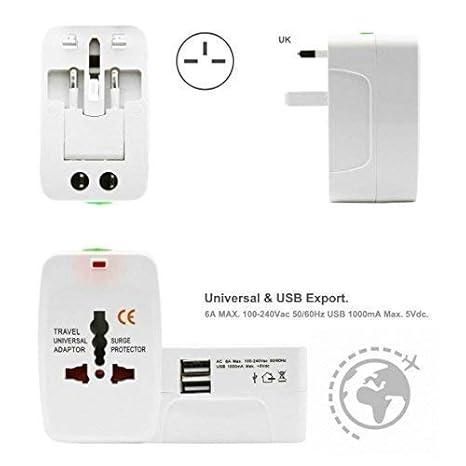 Circuit Pulse Universal Travel Adapter with Dual USB & Surge Protection – White