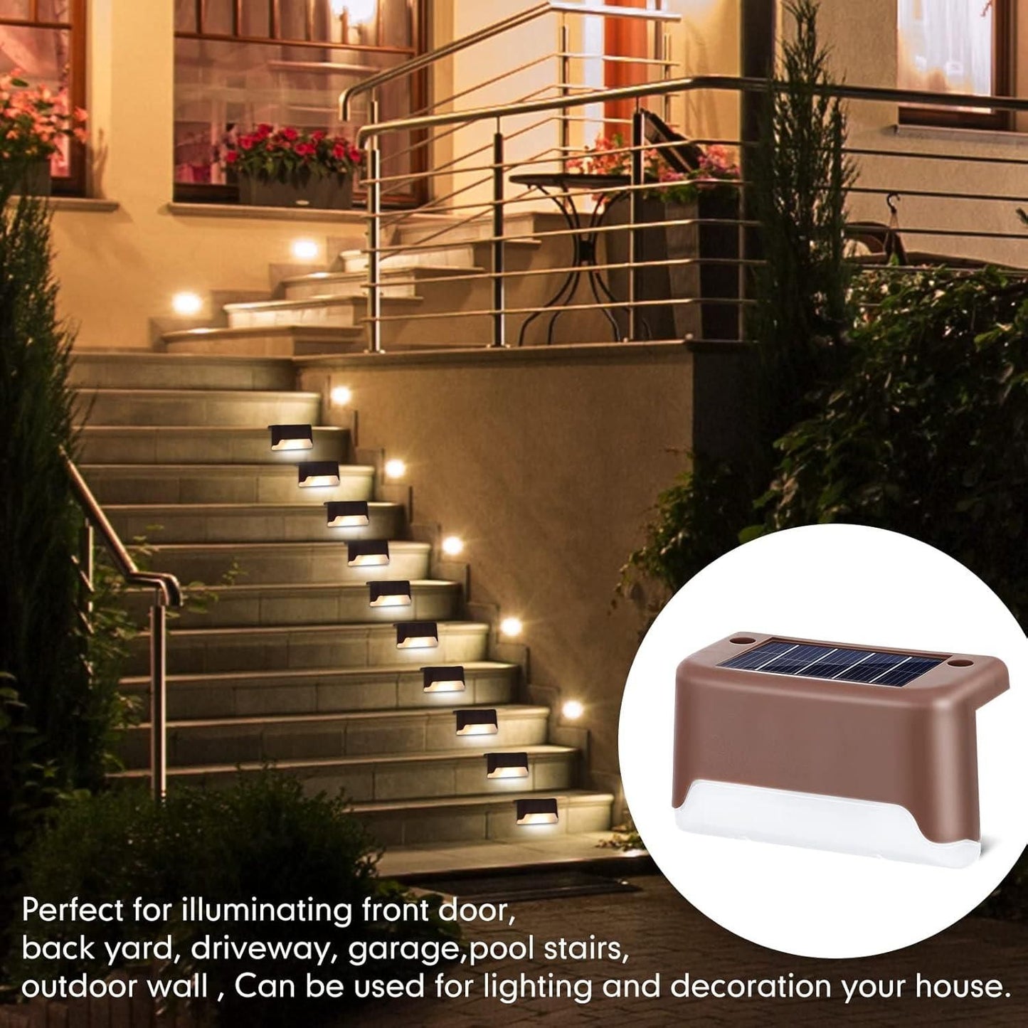 Circuit Pulse Solar Outdoor Stair & Deck Lights – Warm White, Waterproof