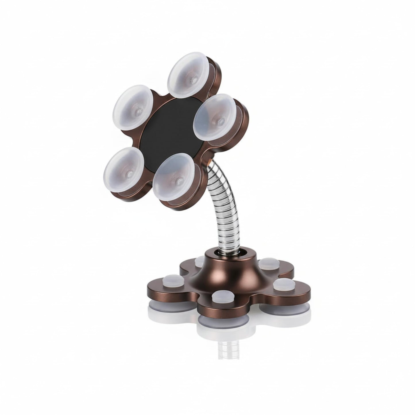 CircuitPulse VIP Suction Cup Car Mobile Stand – Royal Bronze | 360° Rotating Double-Sided Flower Holder for Smartphones