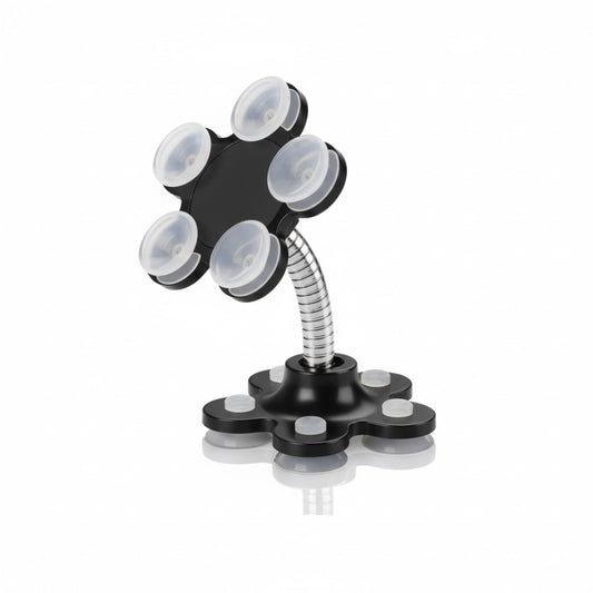 CircuitPulse VIP Suction Cup Car Mobile Stand – Onyx Black | 360° Rotating Double-Sided Holder for Smartphones