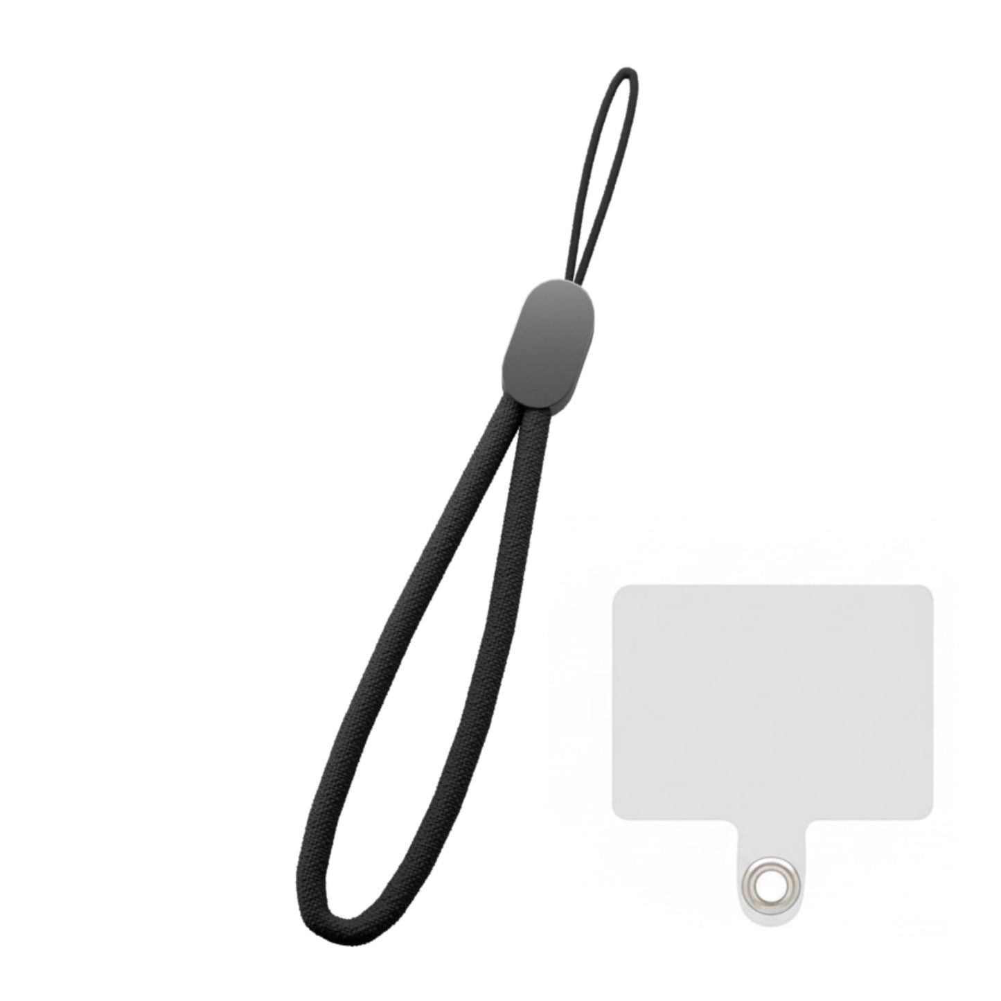 CircuitPulse Jet Black Nylon Phone Lanyard with Transparent Patch | Durable Anti-Lost Mobile Hand Strap for Smartphones & Accessories