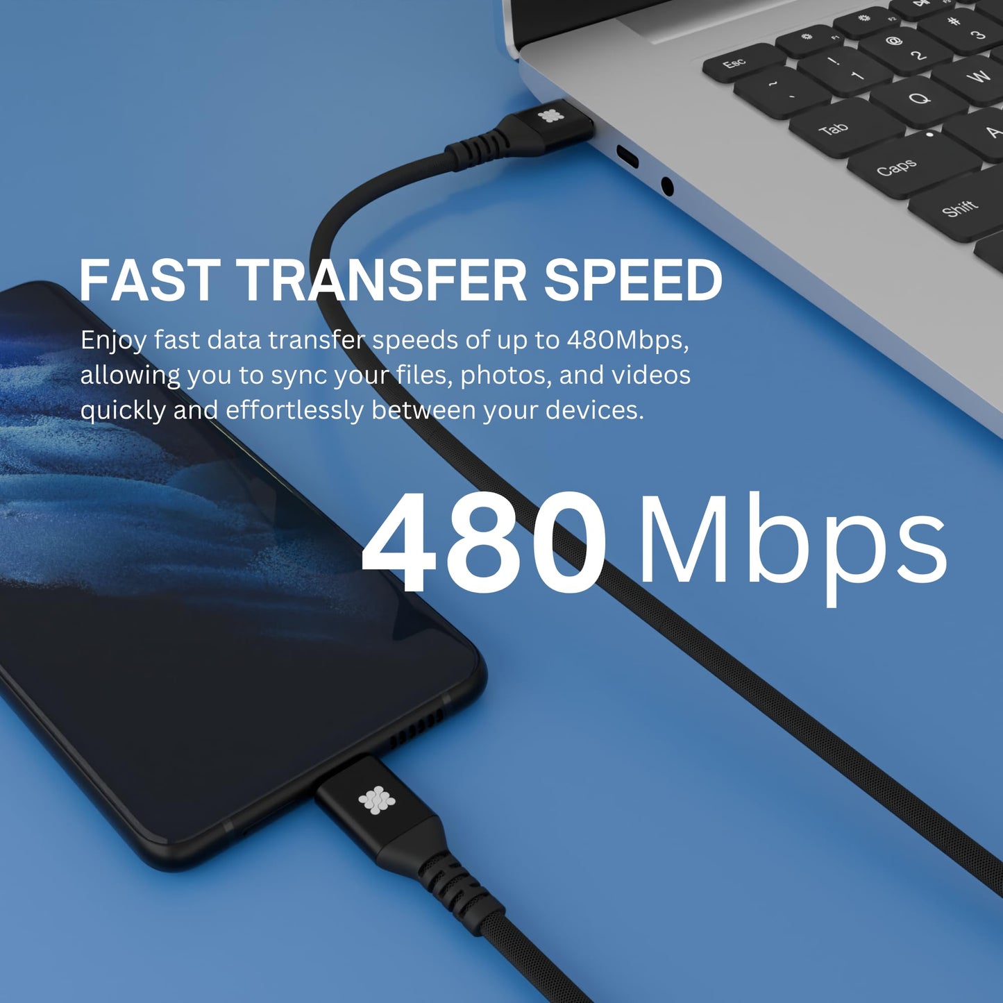CircuitPulse 1m USB-C Cable 65W Braided Nylon | Quick Charge 3.0 Power Delivery & 480Mbps Data Sync, Tangle-Free Durable Charging Cord for Smartphones & Laptops