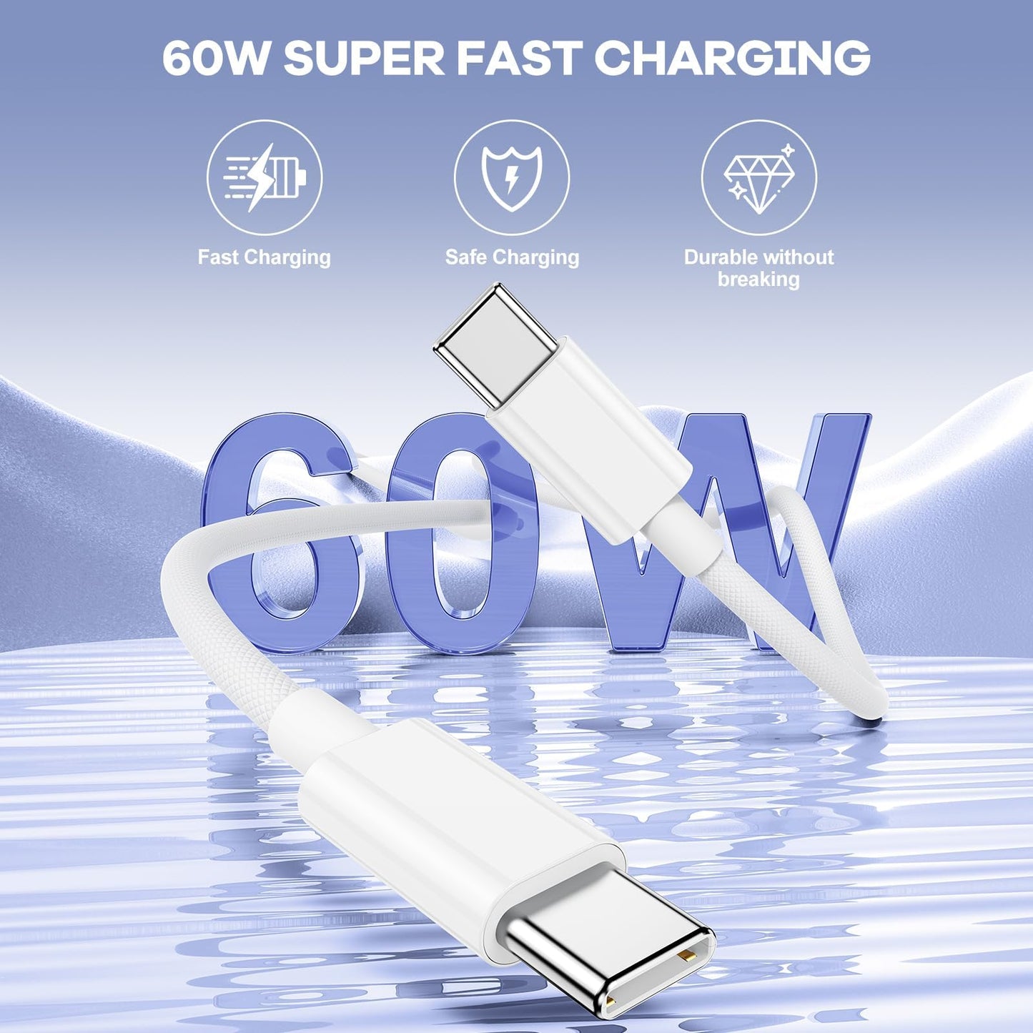 CircuitPulse 1m Type C to Type C Cable | MFI Certified 60W Fast Charging & Data Transfer Woven USB-C Cable for iPhone 15/16/17