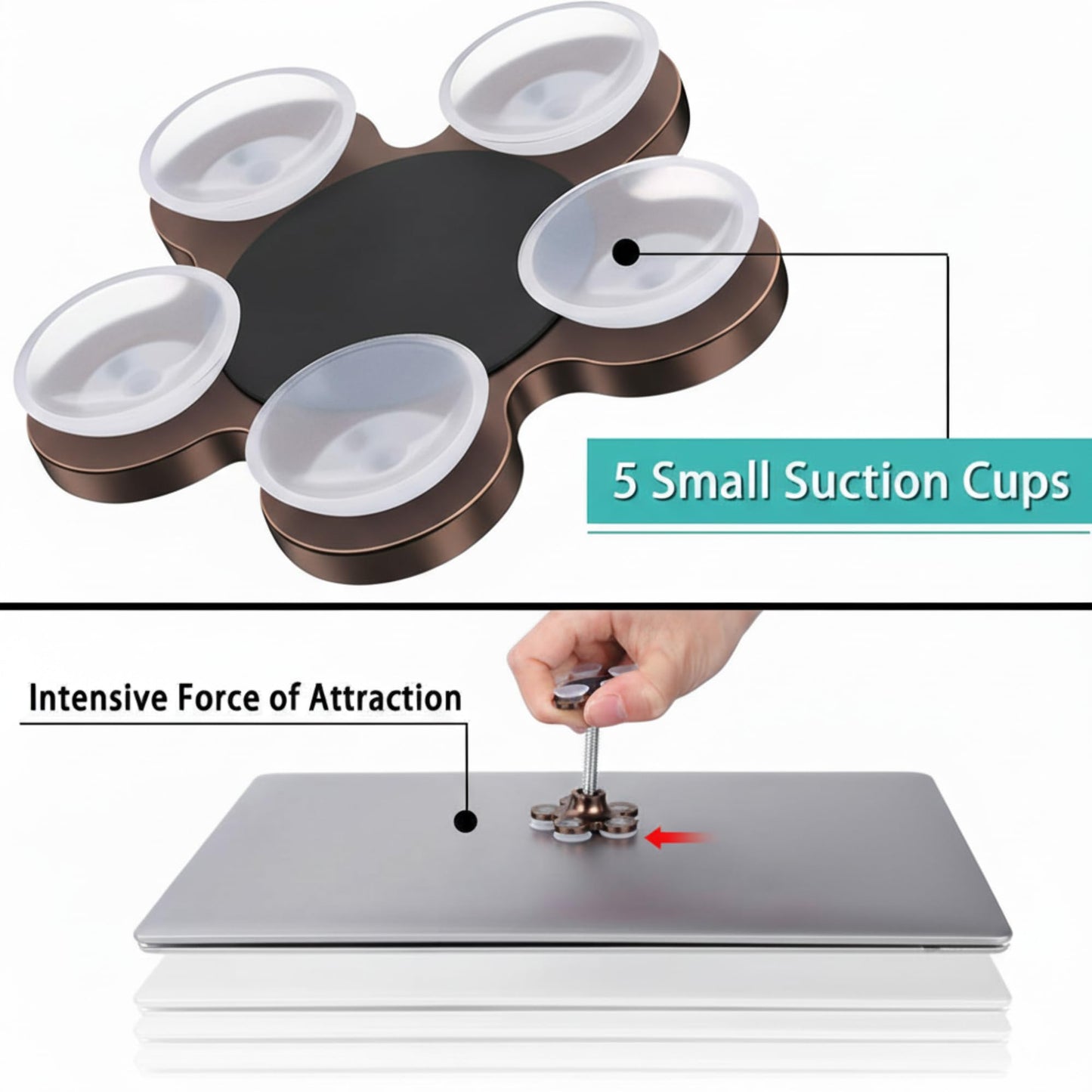 CircuitPulse VIP Suction Cup Car Mobile Stand – Royal Bronze | 360° Rotating Double-Sided Flower Holder for Smartphones