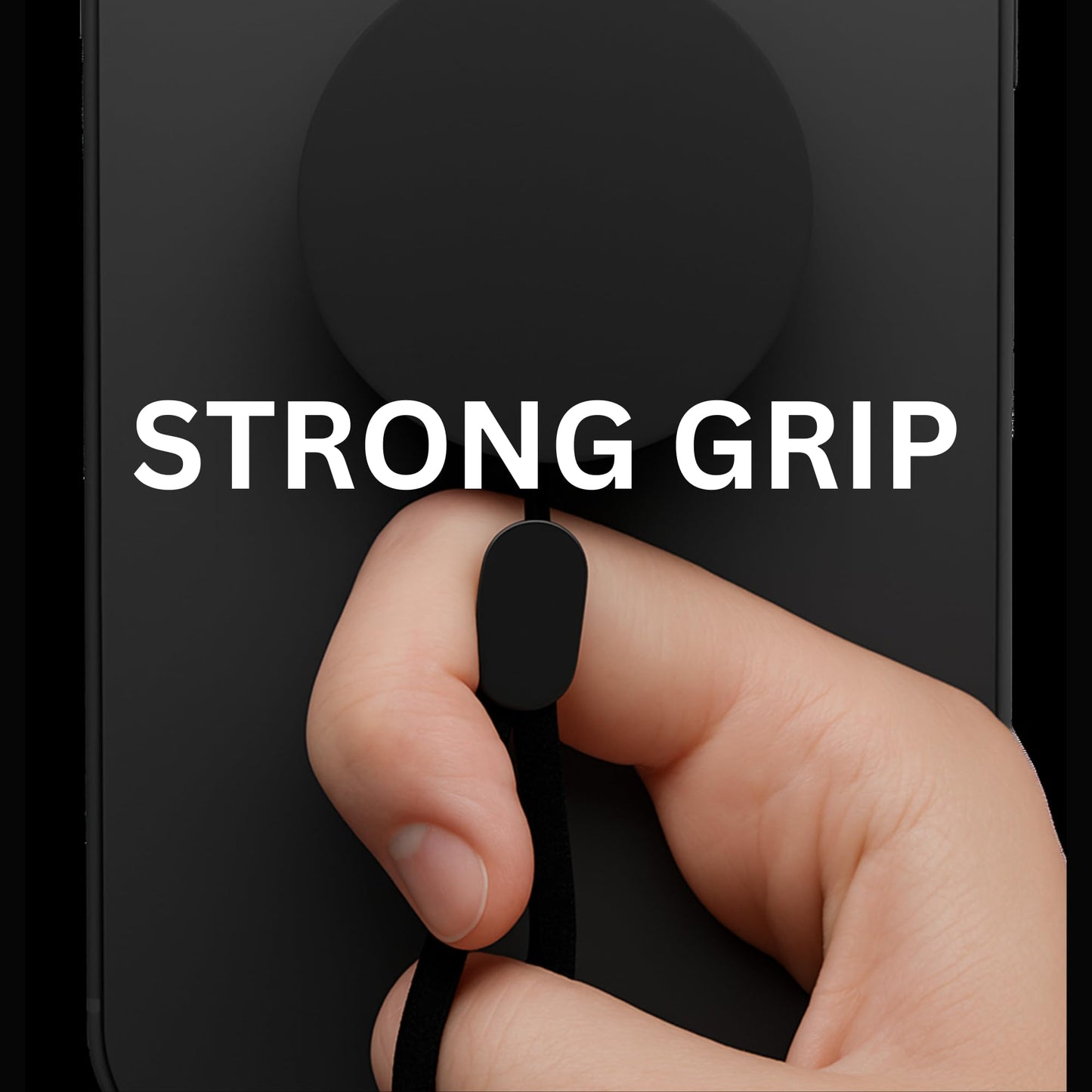 CircuitPulse Pop Holder with Lanyard Combo – Midnight Black & Jet Black | Secure Grip, Stand Function & Anti-Drop Accessory
