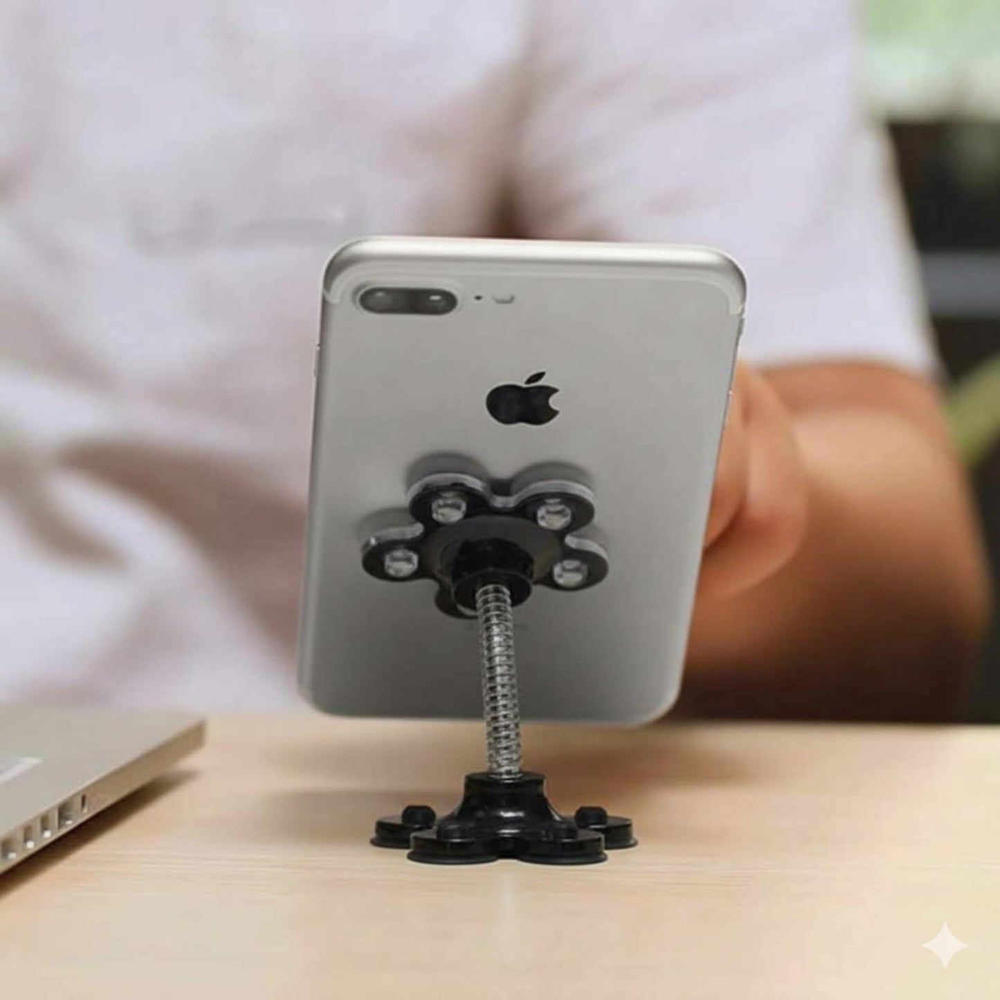 CircuitPulse VIP Suction Cup Car Mobile Stand – Onyx Black | 360° Rotating Double-Sided Holder for Smartphones