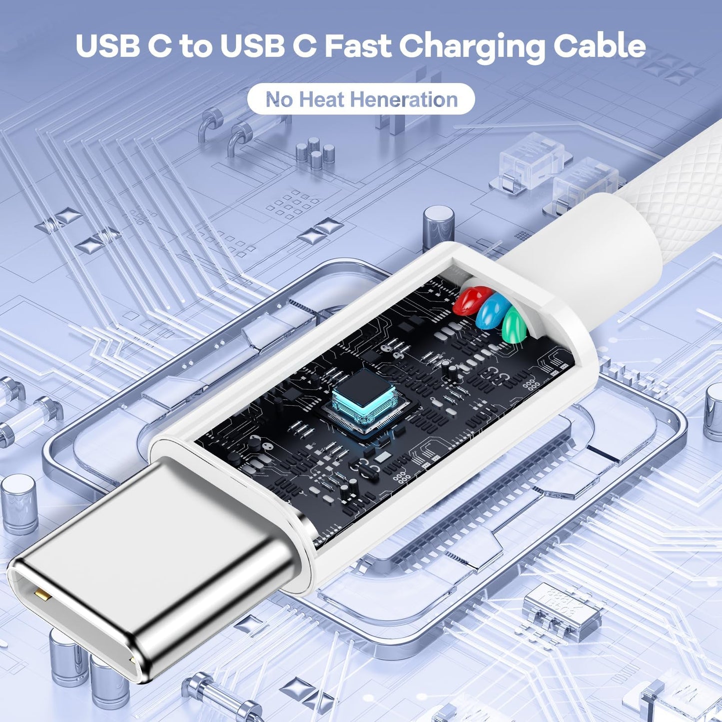 CircuitPulse 1m Type C to Type C Cable | MFI Certified 60W Fast Charging & Data Transfer Woven USB-C Cable for iPhone 15/16/17