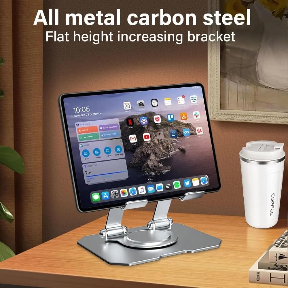 Circuit Pulse 360° Aluminum iPad & Phone Holder – Foldable, Grey