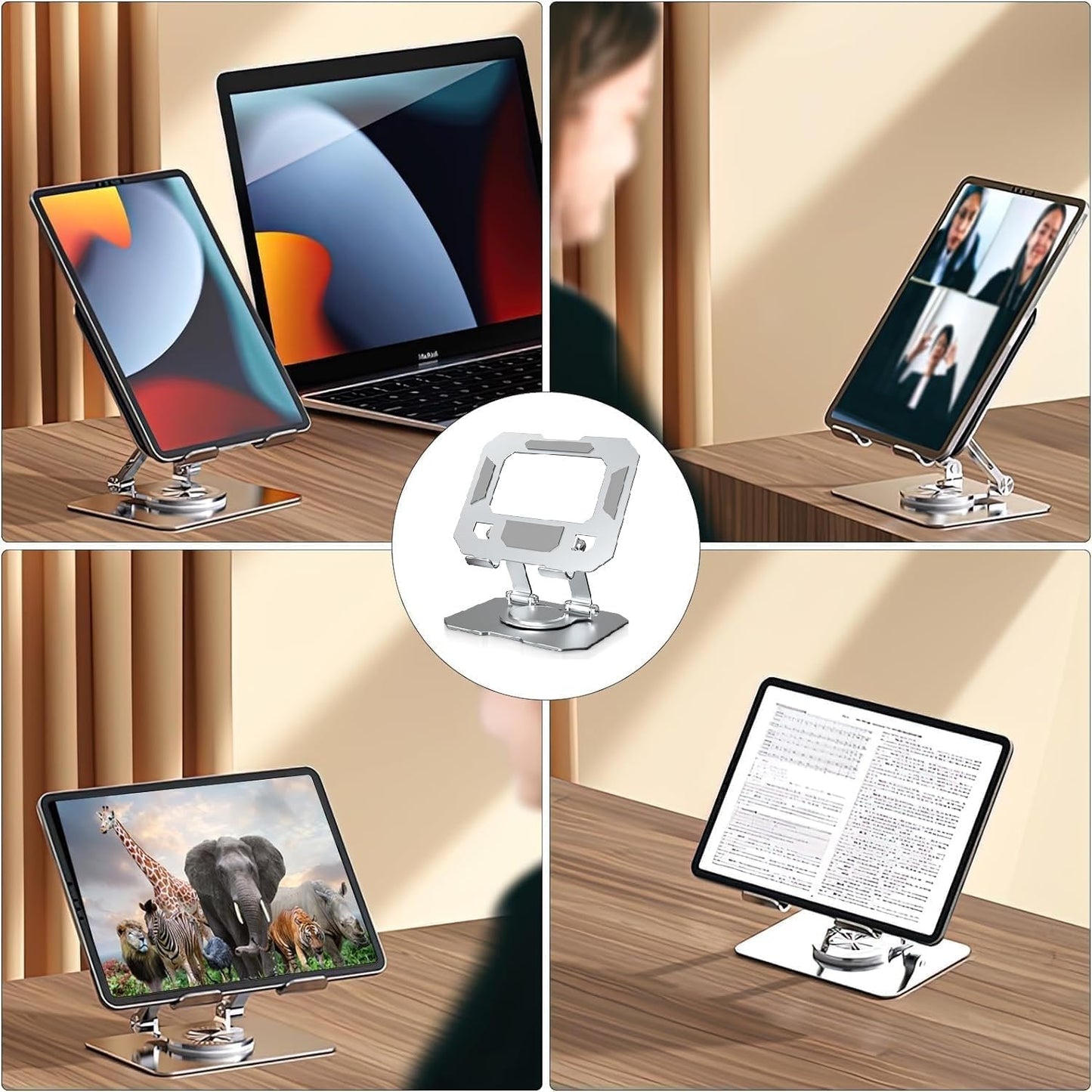 Circuit Pulse 360° Aluminum iPad & Phone Holder – Foldable, Grey