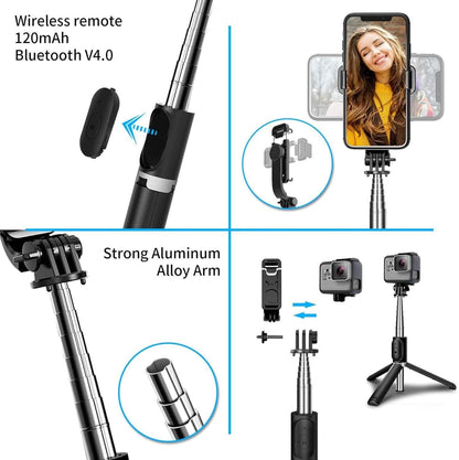 Circuit Pulse 4-in-1 Selfie Stick Tripod with Remote & 245° Rotation