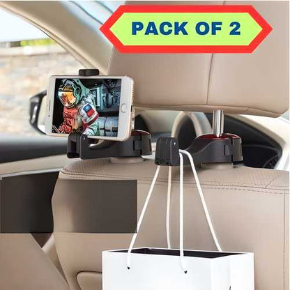 Circuit Pulse 2 Pack Car Headrest Hooks with Phone Holder – Red