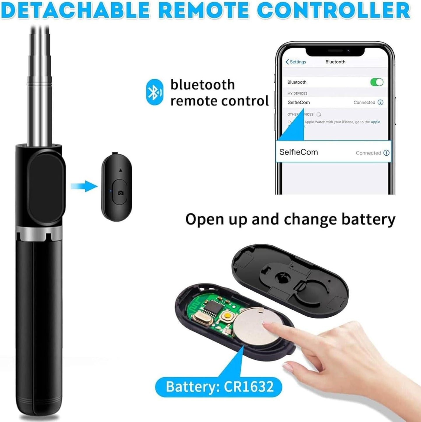 Circuit Pulse 4-in-1 Selfie Stick Tripod with Remote & 245° Rotation