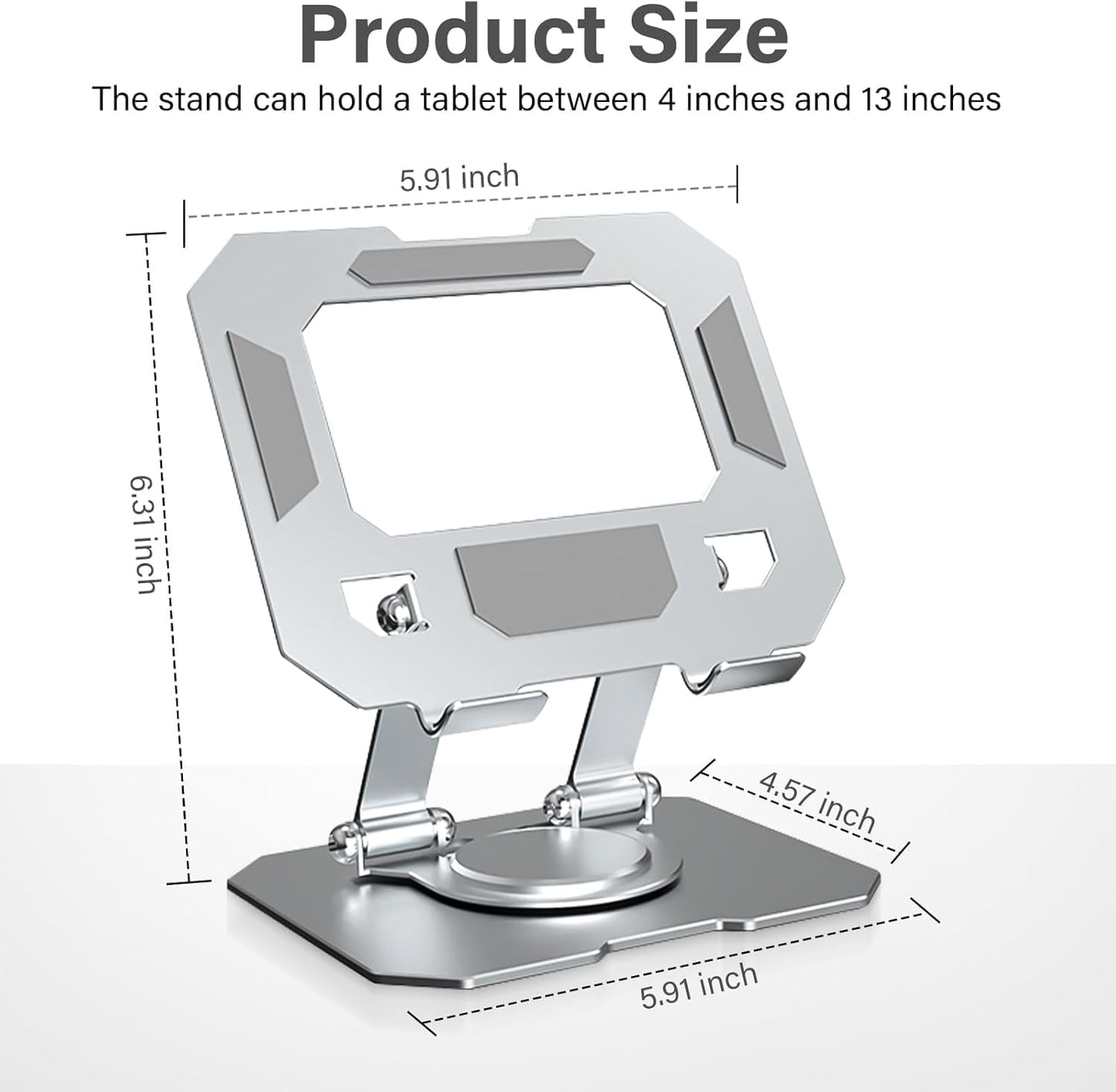 Circuit Pulse 360° Aluminum iPad & Phone Holder – Foldable, Grey