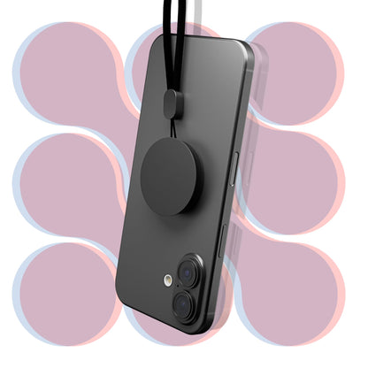 CircuitPulse Pop Holder with Lanyard Combo – Midnight Black & Jet Black | Secure Grip, Stand Function & Anti-Drop Accessory